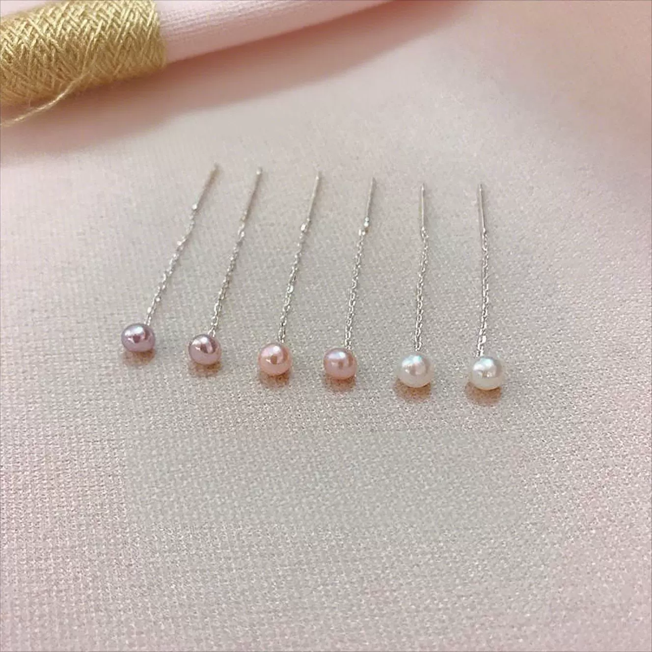 S999纯银天然淡水珍珠耳钉长款流苏耳线女气质2025新款简约耳饰品