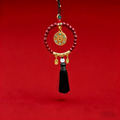 Good Luck and Safety, New | Car hanging - cinnabar-tassel-car-hanger-compass