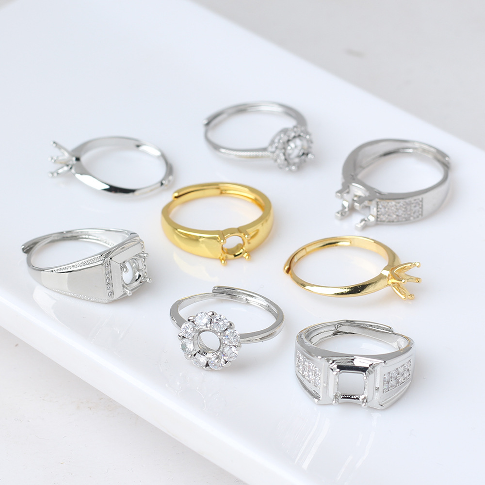 1 karat men's diamond ring holder 6.5 moissanite empty holder classic 1CT simple foreign trade full diamond flashing luxury diamond ring for women