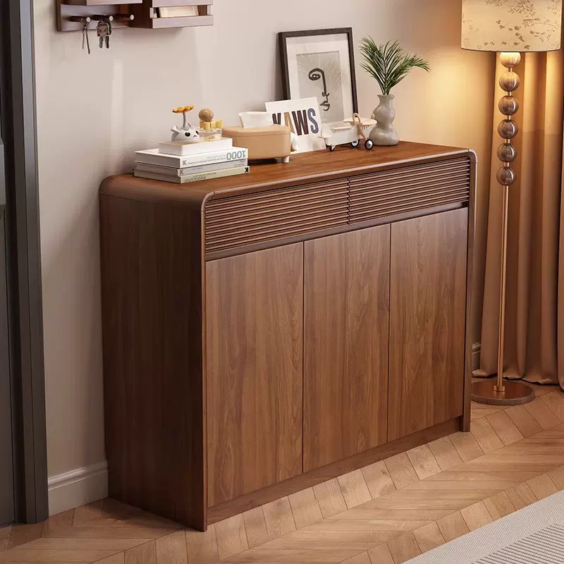 实木生态板鞋柜家用门口收纳柜一体靠墙新中式入户玄关柜大容量鞋