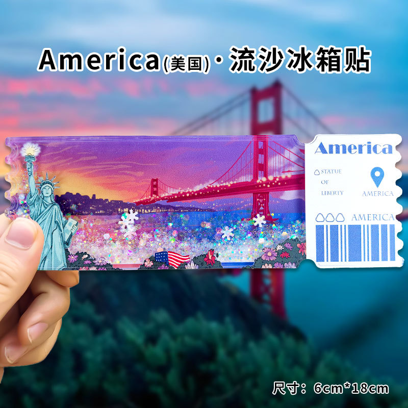 Acrílico arenas movedizas Imán para refrigerador Caja ciega Ciudad Prohibida Cultural y Creativo Beijing Panda Xi'an Suzhou Guofeng Imán para refrigerador