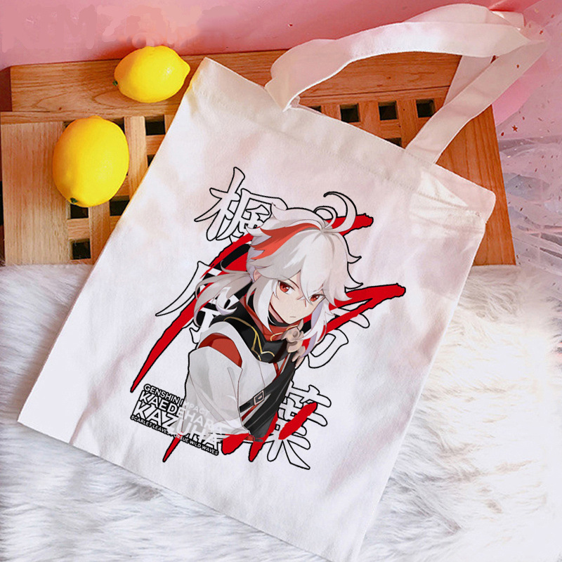 Comercio exterior transfronterizo Genshin Impact original dios de nuez de goma impresa bolsa de lona bolsa de hombro bolsa de mano bolsa de compras
