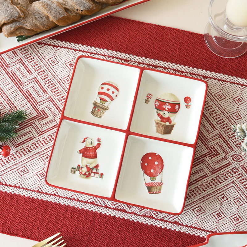 Función práctica de Navidad multijugador Plato de mesa serie de platos de oso polar de cerámica Amazon Plato de mesa transfronterizo
