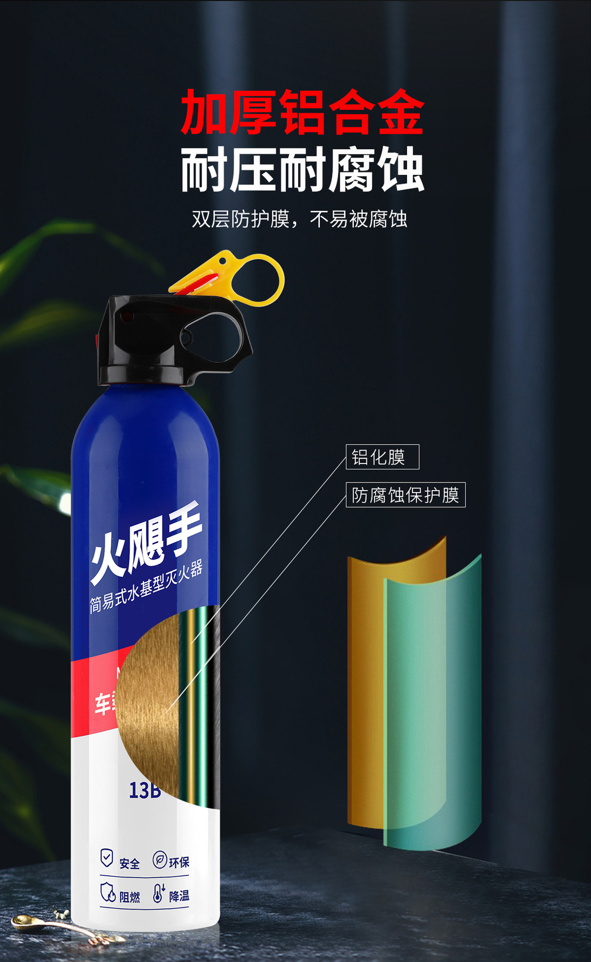Fire Hurricane Hand-Held Fire Extinguisher Fire Annual Inspection Vehicle-Mounted Water-Based Fire Extinguisher Wholesale 3C Vehicle-Mounted Household Small