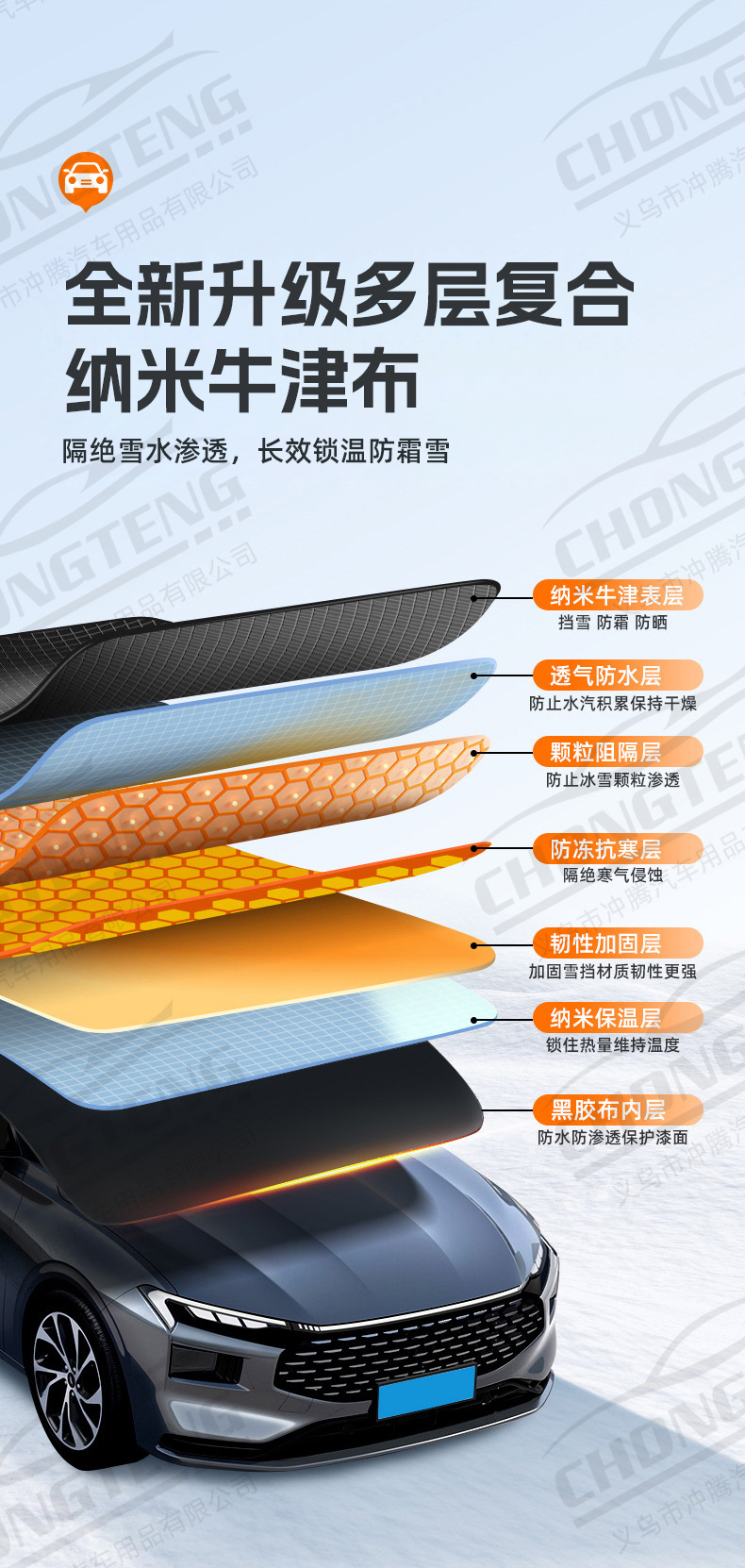 【Premium Selection】Oxford Cloth Car Snow Cover Winter Supplies Windshield Anti-Freeze Snow Cover Snow-Proof Half-Cover Car Cover