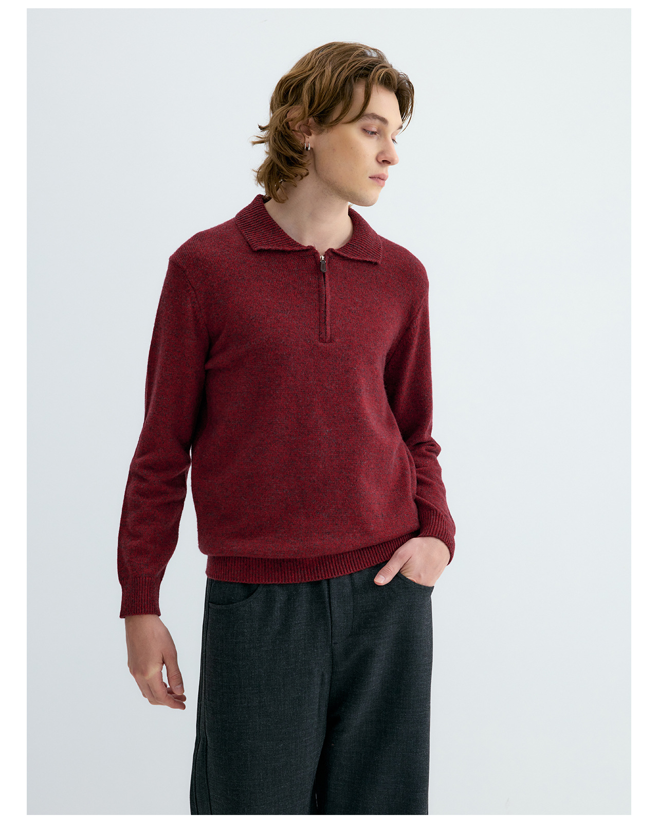 UNF 500g Half-Zip Polo Collar Sweater