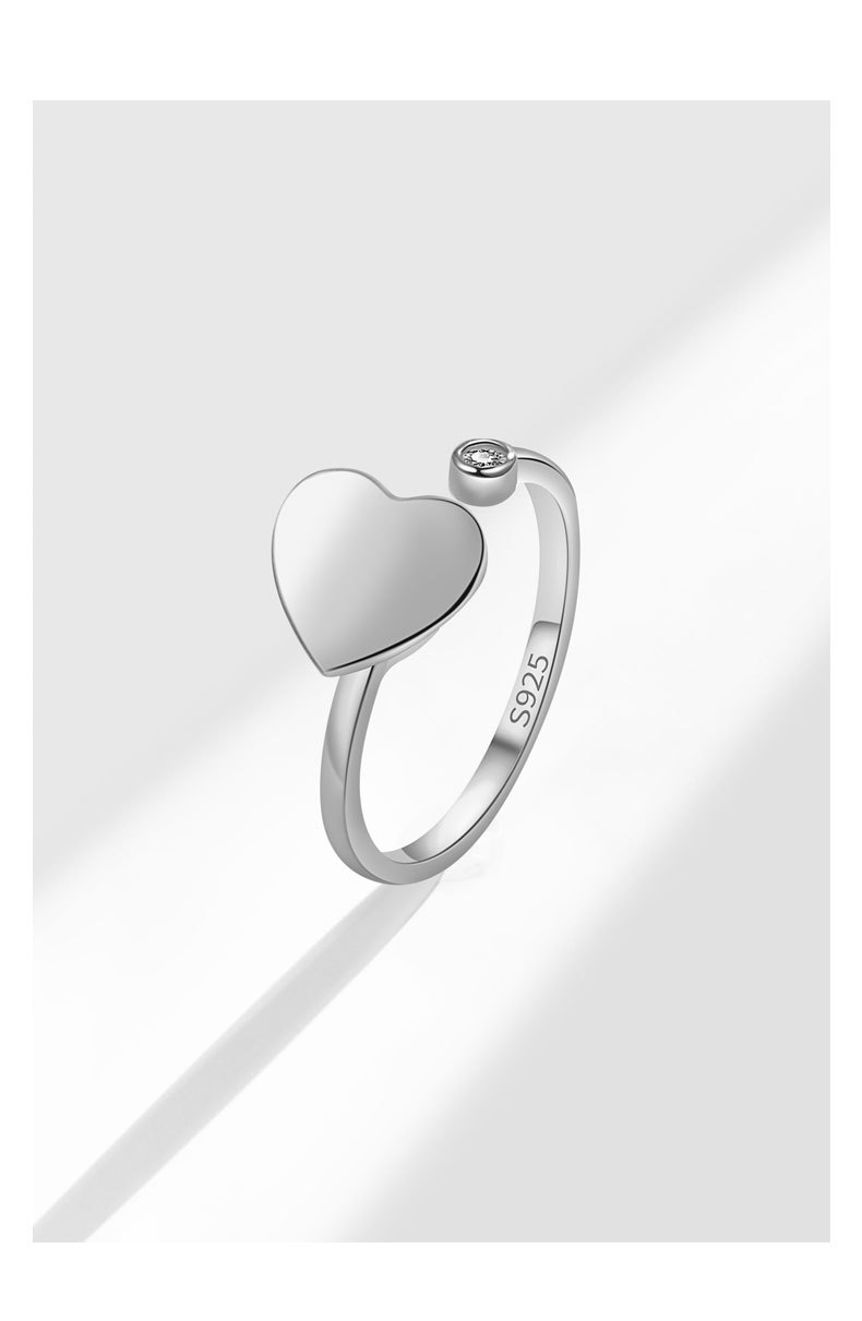 All Seasons Season 18K Gold Plated 925 Sterling Silver Zircon Heart Shape Open Rings Anxiety Ring 925 Sterling Silver Rings