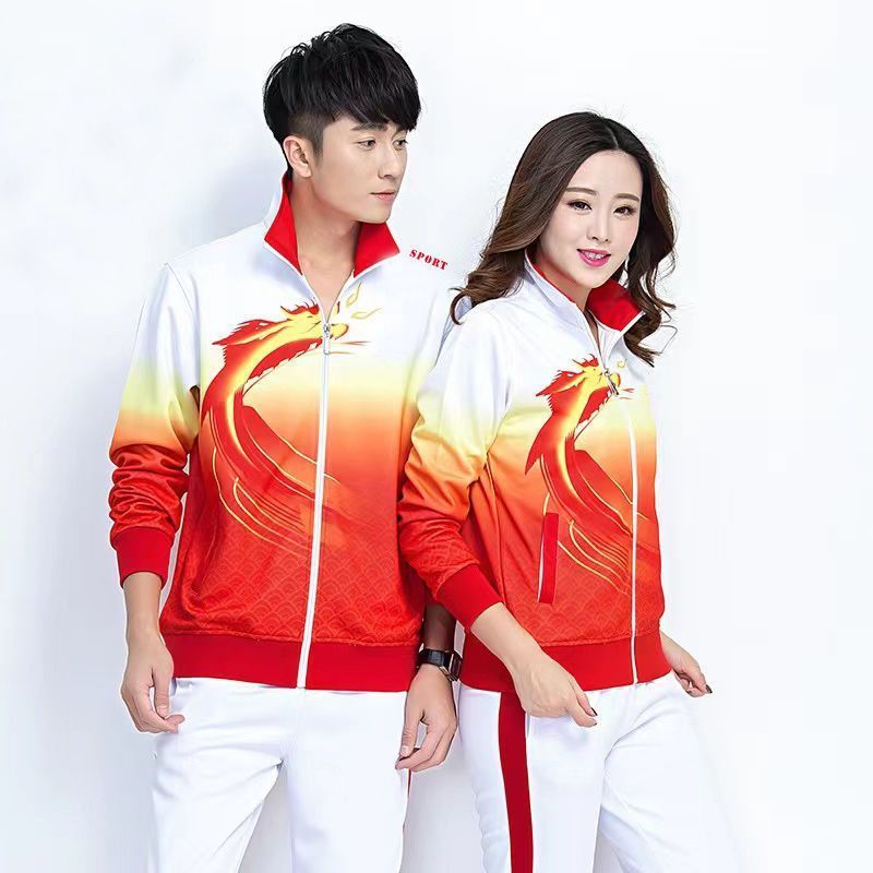 春と秋のスポーツ服セット男女アウトドアスポーツトレーニング競技服中国龍競技服セット|undefined