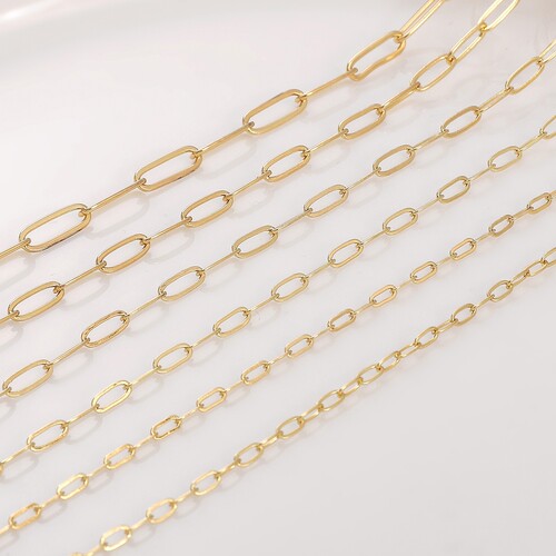 14K gold plated rectangular chain O-chain DIY handmade bracelet necklace extender chain lock chain accessory