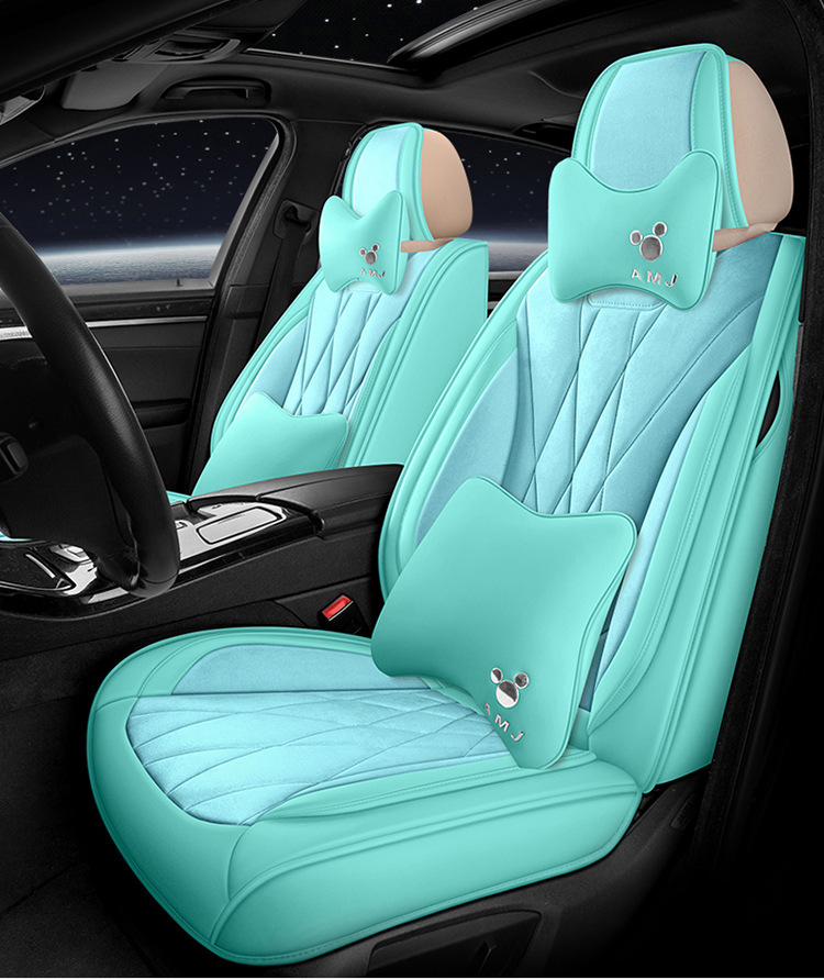 Five-Seater Universal Suede Leather Car Seat Cushion, Fully Enclosed, Wear-Resistant and Comfortable, Universal Car Seat Cover for All Seasons
