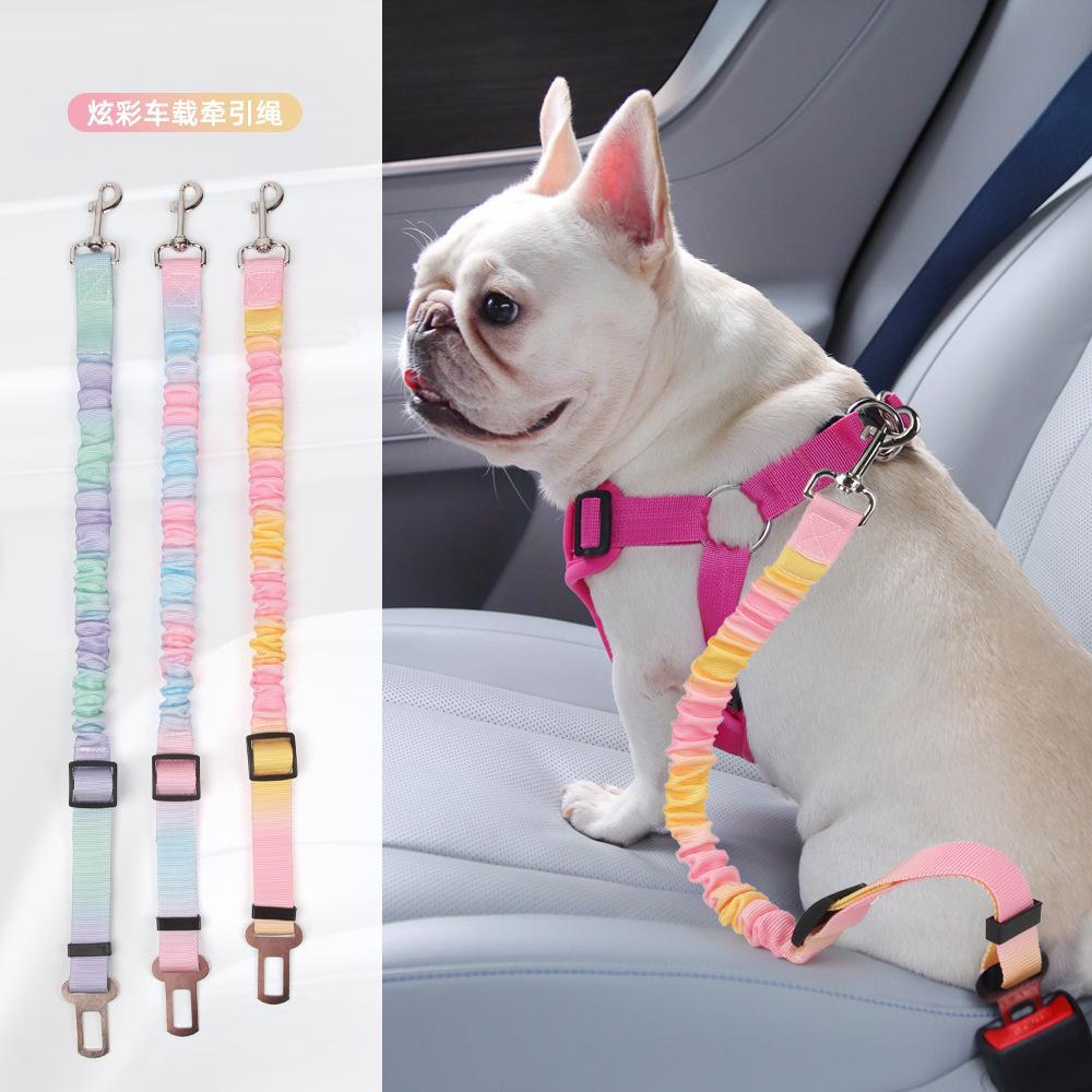 Cinturón de tracción elástico telescópico montado en vehículo para mascotas, cinturón de tracción para automóviles, cuerda de seguridad fija para perros y perros para evitar mordidas