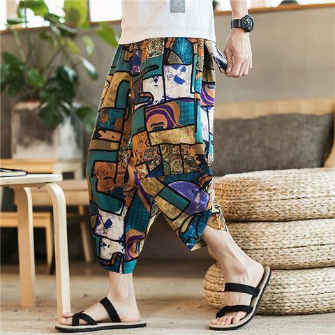 Tailandia elefante pantalones de los hombres de estilo chino de gran tamaño pantalones recortadas marca de moda tailandesa playa pantalones Myanmar Dai rábano pantalones cortos