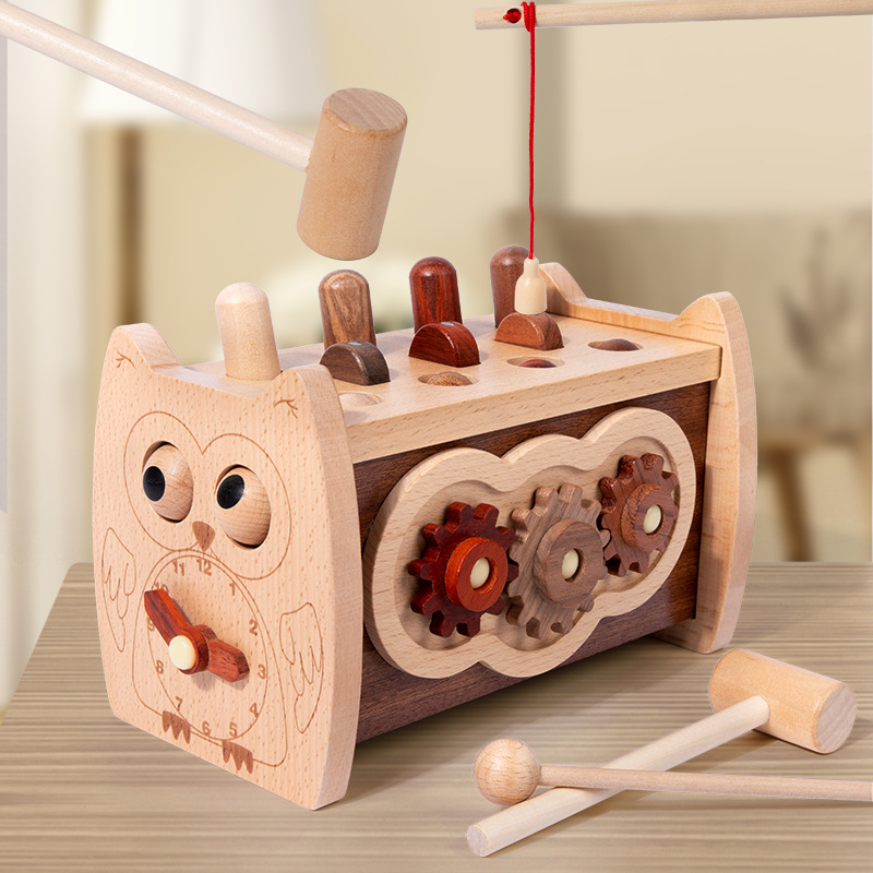 Multifuncional Gingermouse Educación temprana golpear mesa Educación temprana Ejercicios cognitivos Mano-Ojo Coordinación Inteligencia Desarrollo juguete de madera