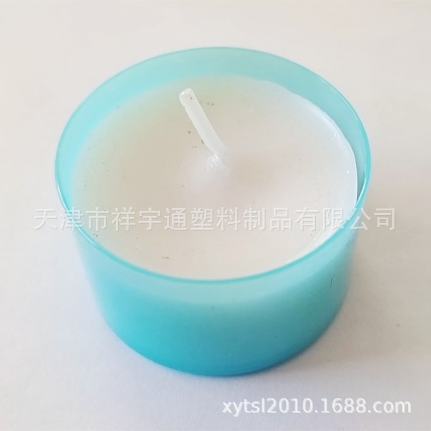 天津厂家直供杯状蜡烛 杯 树脂蜡茶蜡茶蜡杯塑料阻燃茶蜡烛台