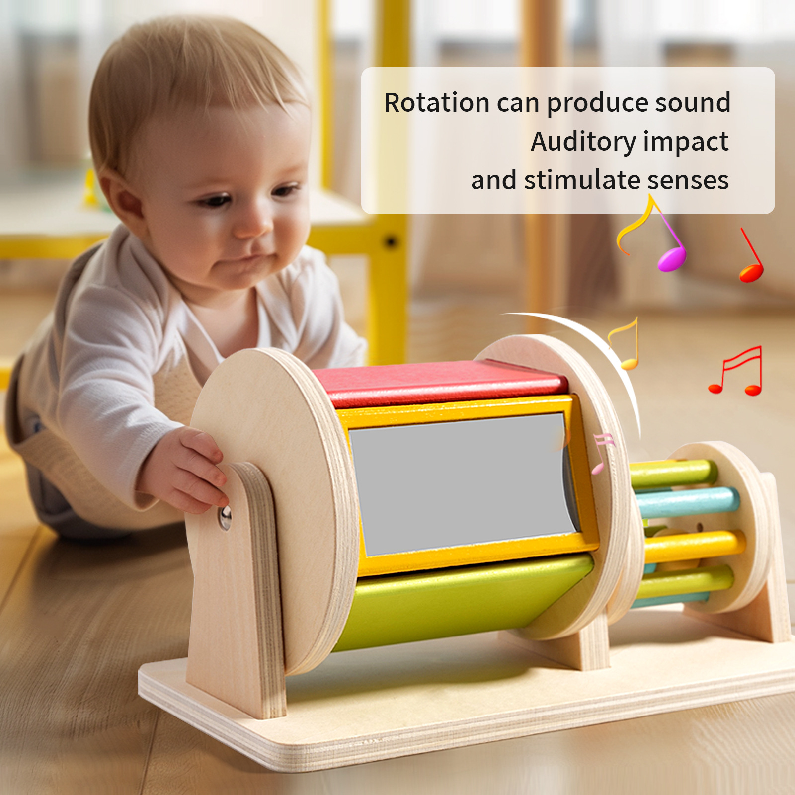 Tambor textil de madera, juguetes de concentración sensorial cognitivo de color infantil, coordinación mano-ojo, ayudas didácticas tempranas Montessori