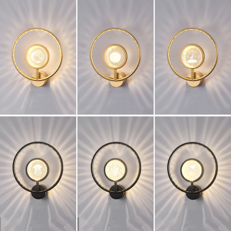 Nueva lámpara de pared de la sala de estar LED lámpara de cabezal de cama de cristal lámpara de pared del dormitorio lujosa lámpara de pared de fondo simple de la sala de estar lámpara de pasillo