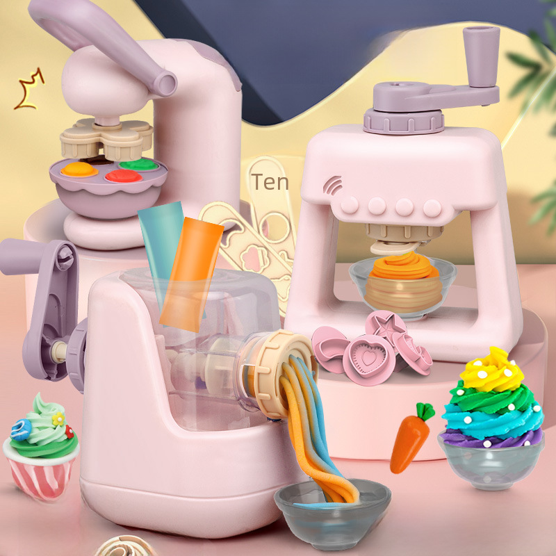 Children's simulation kitchen play house toy suit handmade color mud noodle machine girl toy ice cream machine factory