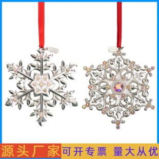 Customized Snowflake Pendant New Zinc Alloy Christmas Diamond Snowflake Pendant Home Christmas Decoration Gift
