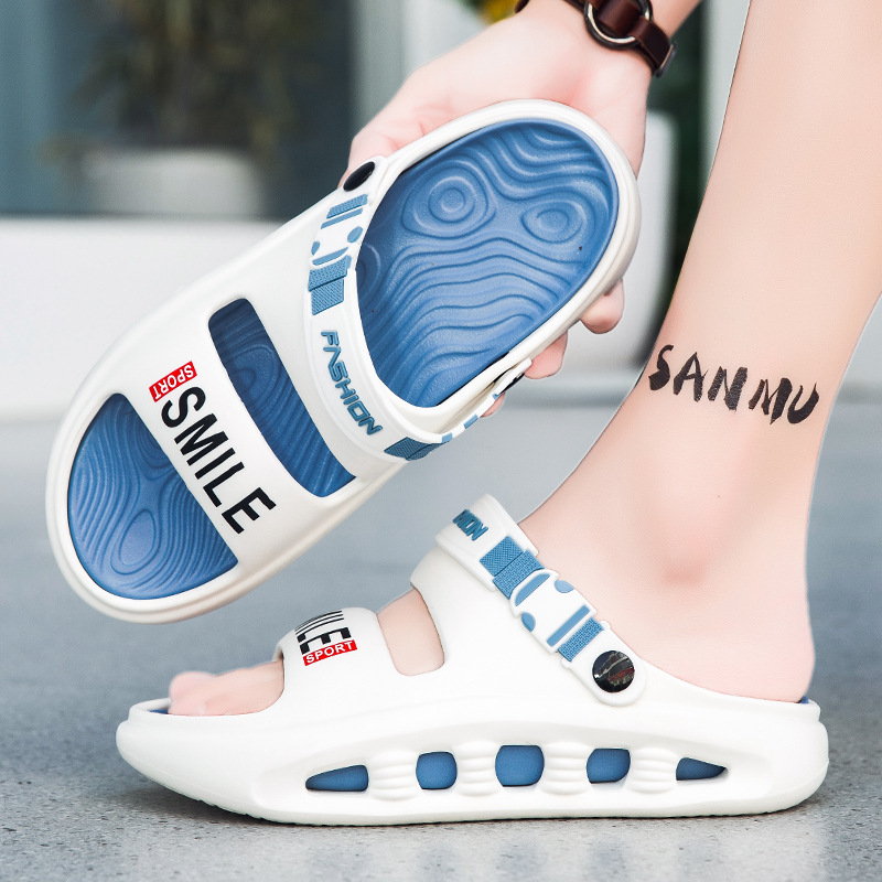 Zapatillas de hombre verano nuevo estilo EVA plataforma antideslizante pisando mierda sandalias de talla grande zapatos deportivos de playa de conducción de dos desgaste