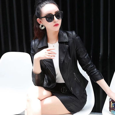 2022 Autumn new pattern have cash less than that is registered in the accounts leather clothing Waist Self cultivation leather jacket lady Leather coat suit