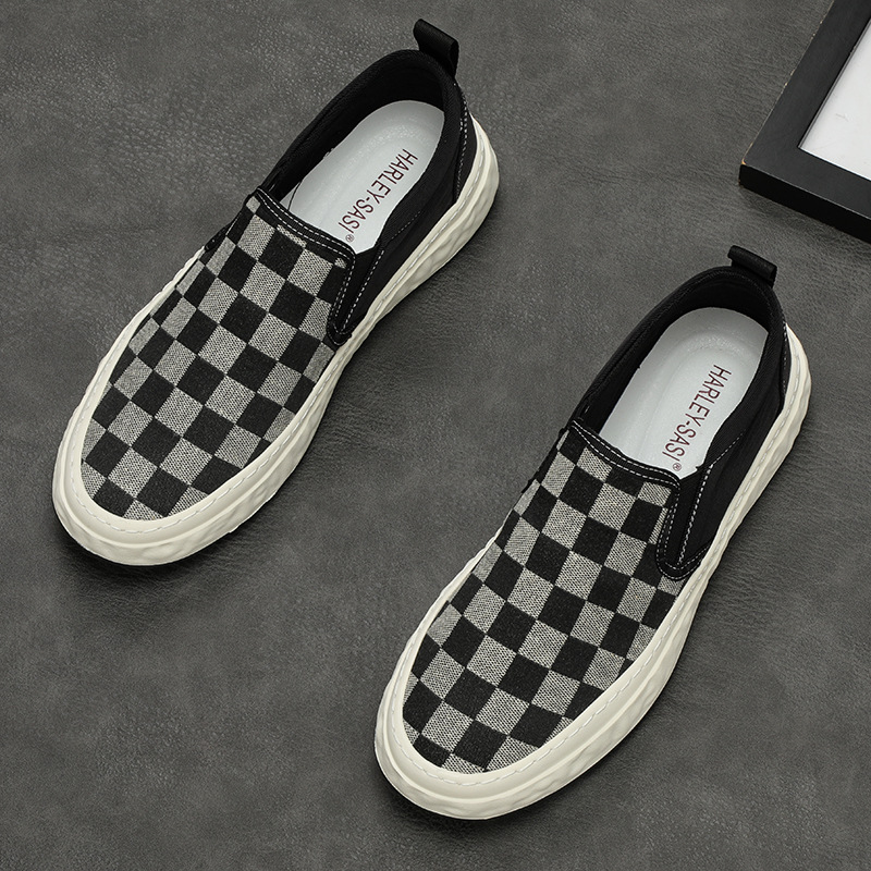 2024 men's shoes new 9228 British style breathable cloth shoes slip-on men's shoes low top men's casual canvas shoes
