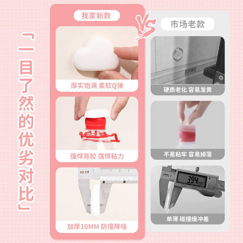 Manija de la puerta, pegatina anticolisión, almohadilla protectora de silicona, puerta del refrigerador, puerta anticolisión, artefacto de amortiguación trasera, pegatina de pared silenciosa, mesita de cama