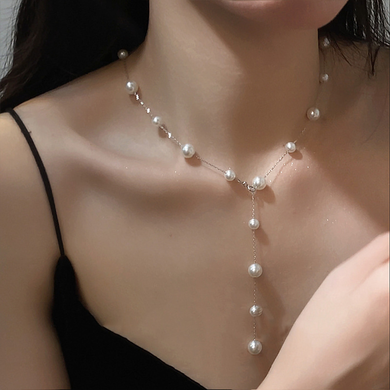 满天星珍珠流苏项链女ins轻奢小众冷淡风锁骨链精致百搭设计颈链