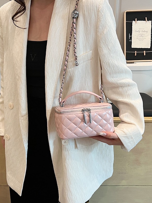 Bolso de Mano con Cadena de Diamantes, Bolso Cuadrado Pequeño para Mujer, Nuevo Bolso de Hombro Cruzado de Alta Gama con Textura Exquisita y Moderna para 2026