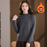 加绒加厚一体绒秋冬针织衫毛衣女花边半高领百搭中领打底衫年轻款，女装针织衫/毛衣，妃慕昵服饰