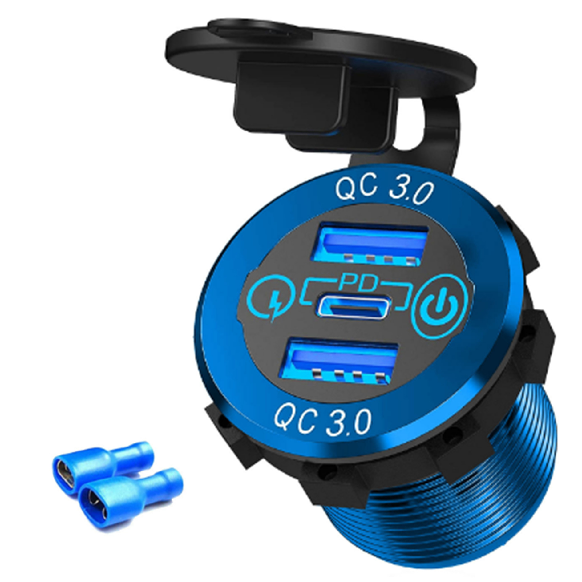 Adecuado para automóvil, automóvil, motocicleta, barco, cargador de automóvil modificado, enchufe USB, interfaz QC3.0 PD a prueba de agua