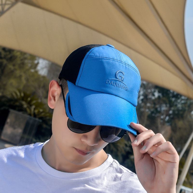 Sombrero de sol retráctil transpirable de verano, sombrero de pelo para hombres y mujeres, diseño de doble propósito, sombrero solar coreano, delgado secado rápido