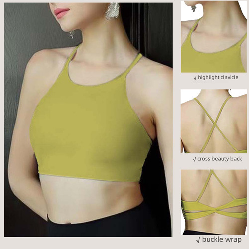 New fitness sports yoga tank top for women, outdoor running with chest pad, beautiful back design, outerwear dancewear, dropshipping one piece