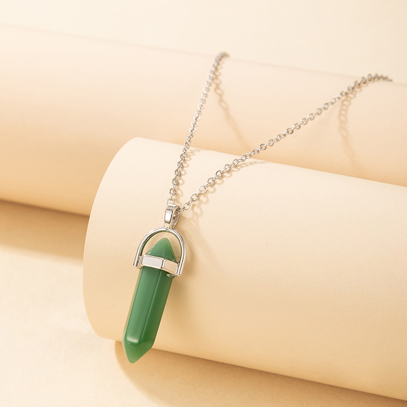 European and American new necklace multicolor bullet necklace personality single layer hexagonal col