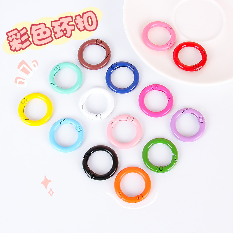 DIY Accessories 25mm Metal Paint Color Spring Buckle 34mm Snap Ring Open Ring Round Keychain
