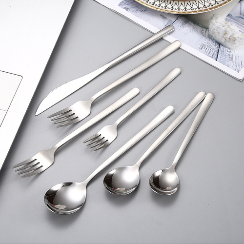 304 stainless steel tableware Korean style knife, fork and spoon household dessert spoon steak western tableware creative design thickened spoon
