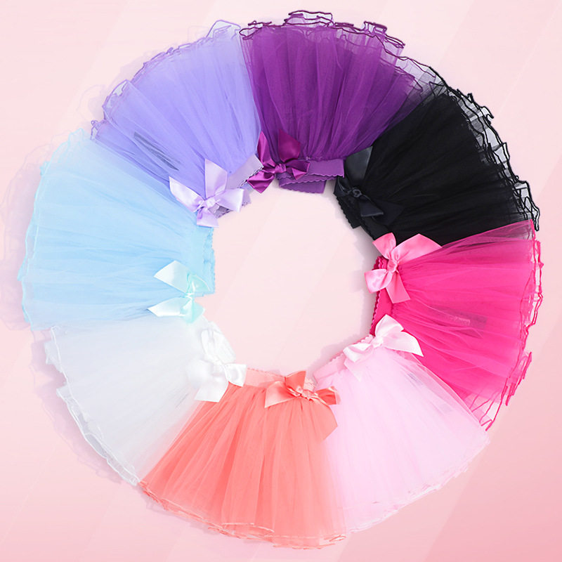Falda de baile para niños ropa de rendimiento pettiskirt malla para niñas falda elástica de media longitud ballet para niños vestido de princesa de todo fósforo