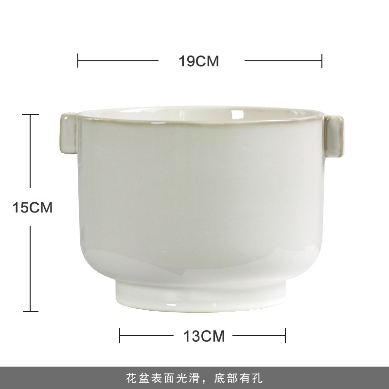 Japanese Simple Desktop Green Plant Pot Internet Celebrity Nordic Personalized Hydroponic Double Ear Set Pot Pothos Ceramic Flower Pot