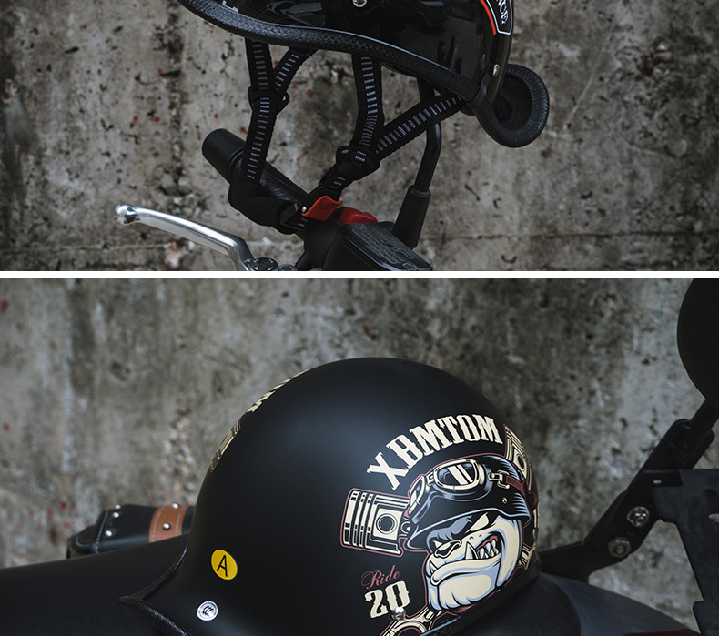 Electric Motorcycle Helmet, Retro Half Helmet, Men's and Women's Scoop Helmet, Motorcycle Flip-Up Helmet, Spring and Summer Electric Battery Safety Helmet