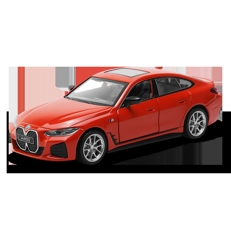 Calipo 1:34 BMW I4 M50 modelo de coche de aleación Tire hacia atrás sonido y luz de juguete coche de carreras coche deportivo Puerta Abierta caja