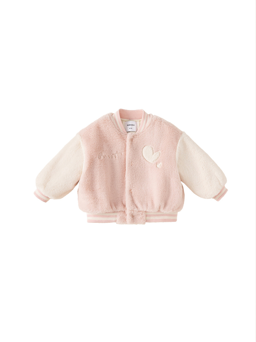 Yubao ropa infantil chaqueta de béisbol para niños otoño y invierno niñas chaqueta de algodón extranjero con lana gruesa para niñas