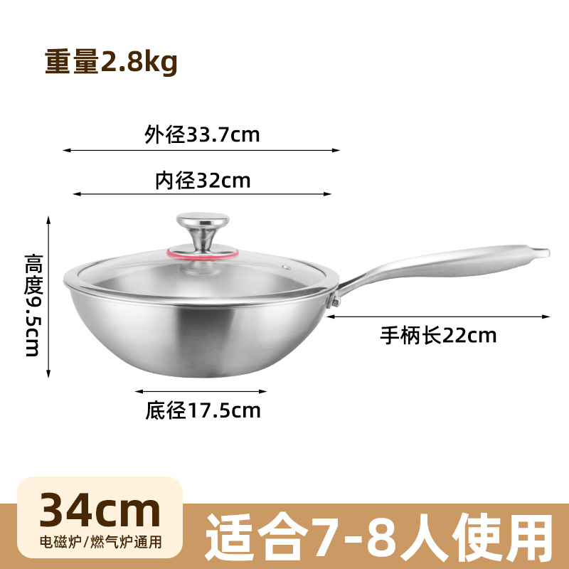 Sin recubrimiento antiadherente olla de salsa 316 de acero inoxidable pequeño horno electromagnético de gas general en una pequeña olla de frita de verduras
