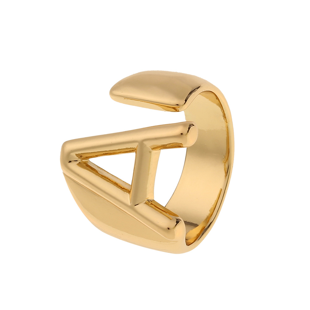 5g Weight Birthday Occasion Copper Material Letter Pattern Unisex Gender Fashion Style Fashion New Style Copper 26 English Letter Ring 12