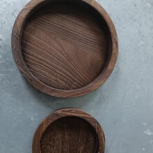 现货复古实木托盘圆家居装饰摆件家用木质托盘圆客厅实木茶杯托盘