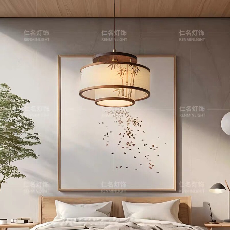 宋代の美学新しい中国禅リビングルーム寝室レトロB&Bホテルレストランホテル手描き布カバーシャンデリア|undefined