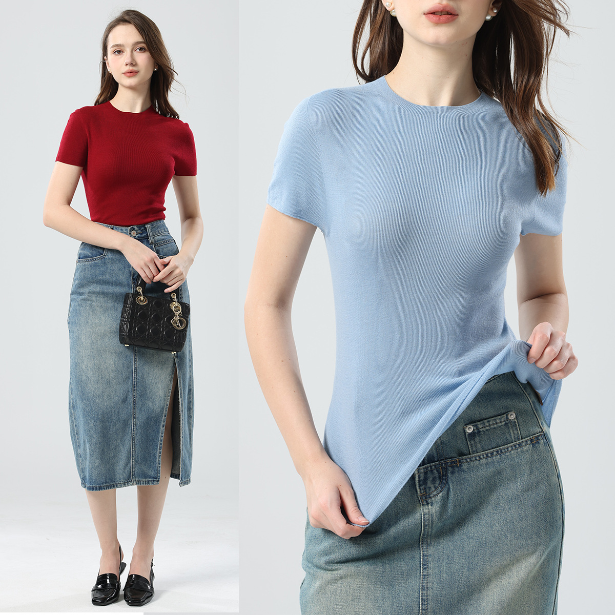 [Selected 60% Yangzi Yarn] Seamless Knit 100% Pure Wool Sweater for Women, Round Neck, Base Layer Top, High-End Thin Style