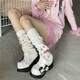 LET ME SEE纯色麻花堆堆袜多色纽扣元素亚文化y2k甜妹小腿袜套