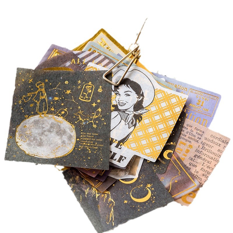 Momo bronceado y papel etiqueta grande paquete renacimiento serie diario álbum DIY pegatinas decorativas 60 unidades 8 modelos