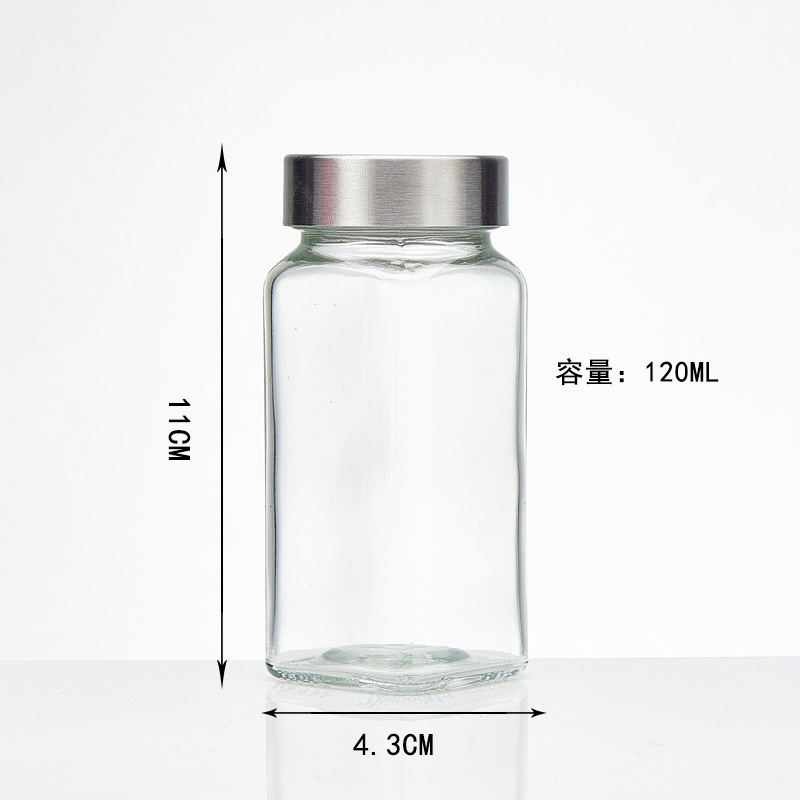 Botella de condimento de cocina cuadrada, frasco de vidrio transparente sellado, botella de condimento, botella de embalaje, botella conveniente de almacenamiento de pimienta