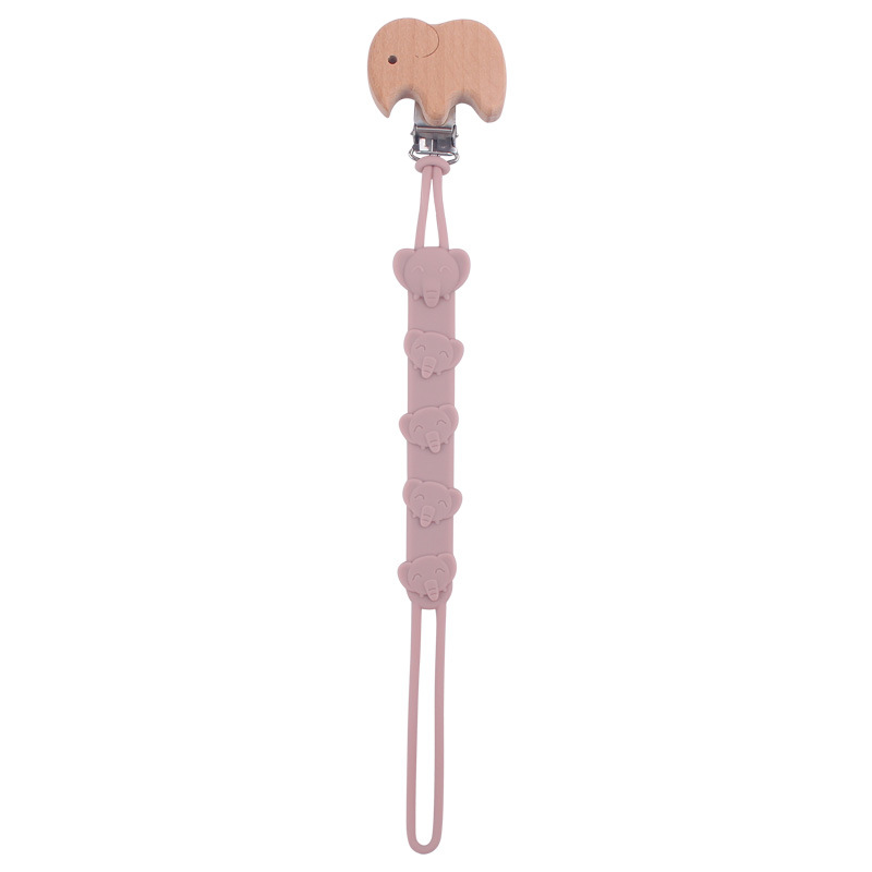 Nuevo bebé de dibujos animados elefante Cadena de chupete integrada calmante bebé grado alimenticio silicona mordedura mordedor cadena anti-gota