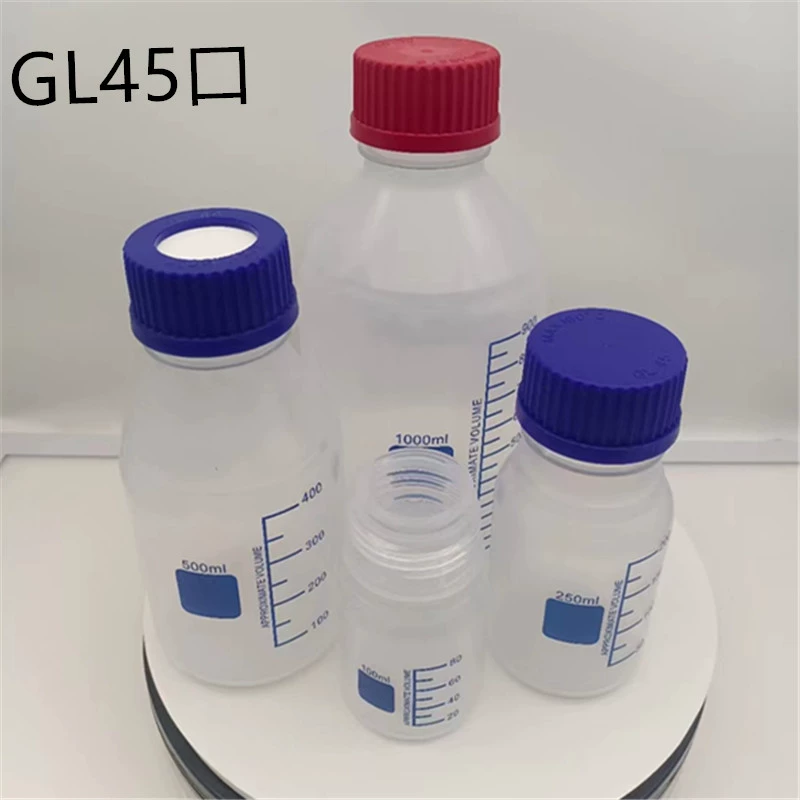 Пластиковая бутылка для реагентов GL45, синяя крышка, полипропиленовая бутылка для реагентов, белая, 100/250/1000 мл